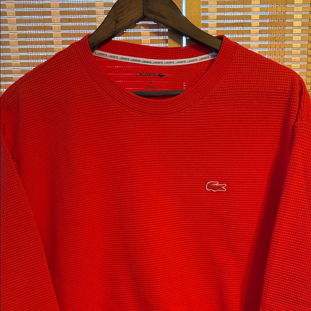 Lacoste Bright Burnt Orange Thermal Textured Sweater.